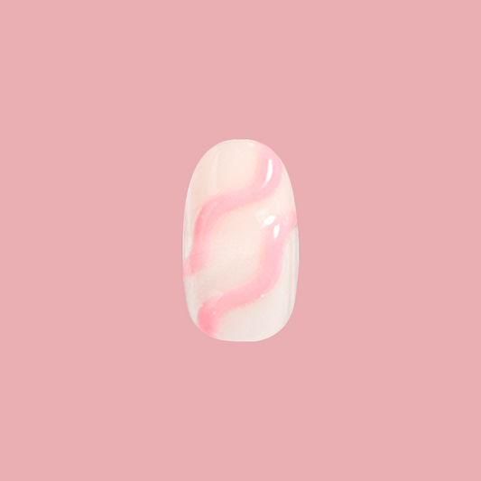 Pink Puffy Swirls - Press-On | Short | Round