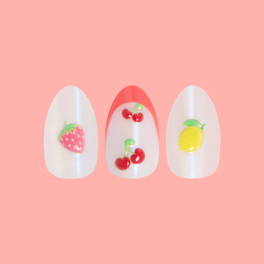 Puffy Fruits - Press-On | Medium | Oval