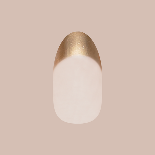 Gold Glimmer French - Press-On | Medium | Oval