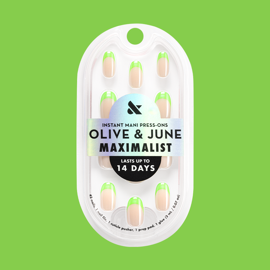 Lime Chrome French - Press-On | Short | Round