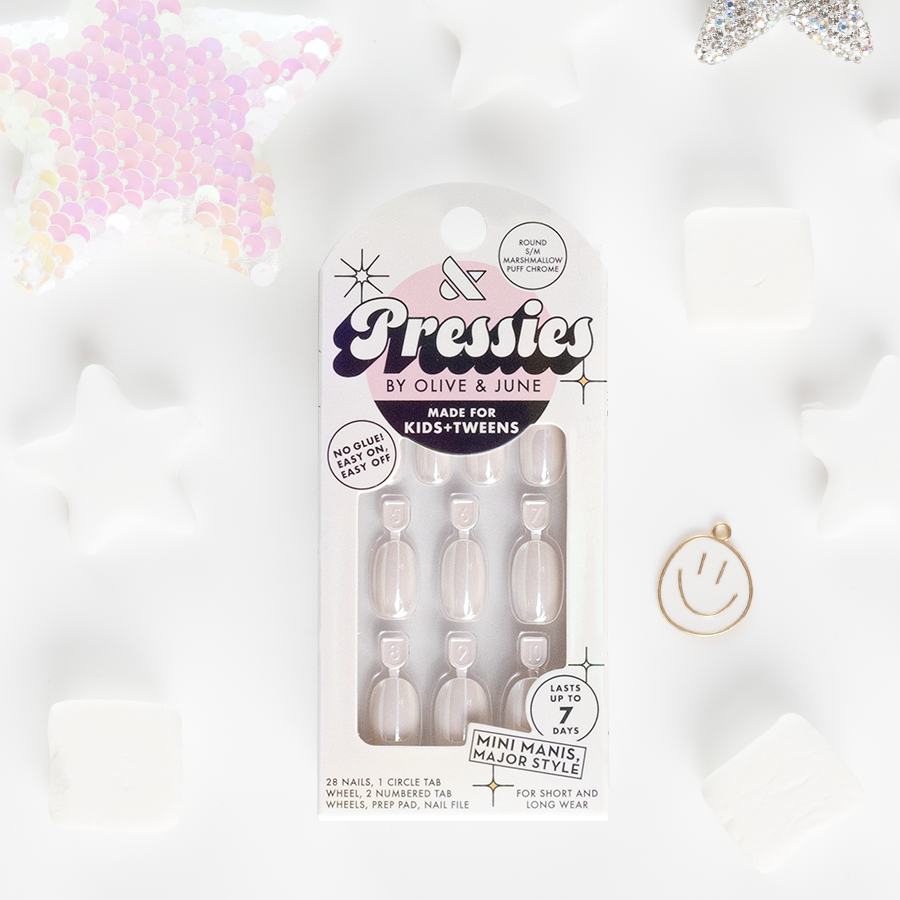 Marshmallow Puff Chrome - Pressies | Short Medium | Round