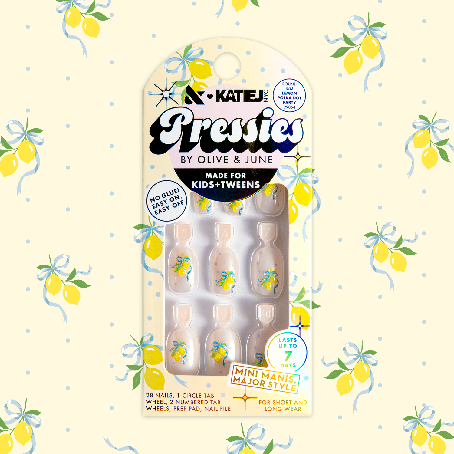 Lemon Polka Dot Party  - Pressies | Short Medium | Round