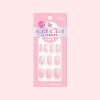 Pink Sands Chrome - Tab Press On | Short | Squoval
