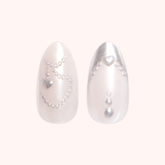 Pretty in Pearls French - Press On | Medium | Almond