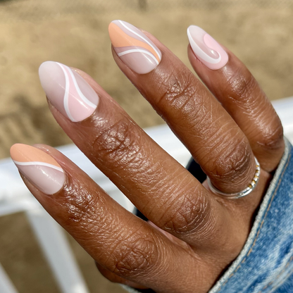 Pink Swirl Mixed Pack - Press-On | Medium | Almond