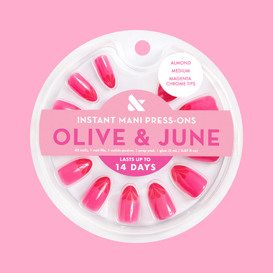 Magenta Chrome Tips - Press-On | Medium | Almond