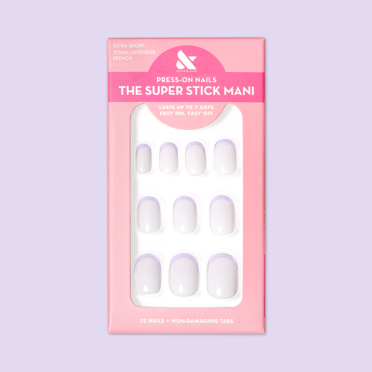 Tonal Lavender French | Extra Short | Round - Tab Press-On