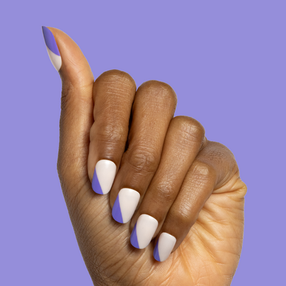 Asymmetrical French | Short | Squoval - Tab Press-On
