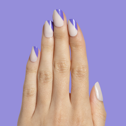 Asymmetrical French | Short | Squoval - Tab Press-On